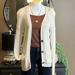 HOLLISTER Y2K Open Weave Cardigan Natural Ecru Beige Size XS / S